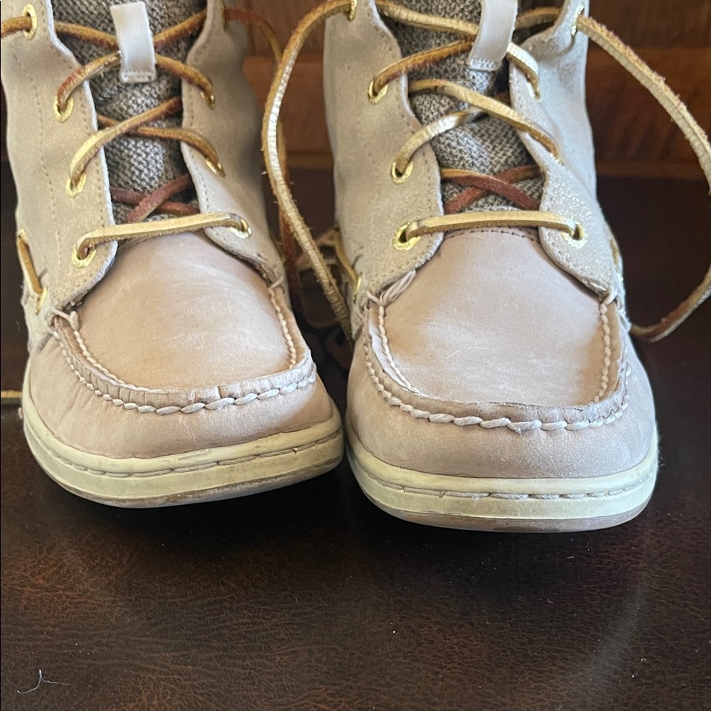 Sperry Top-Sider HIKERFISH Lace-Up Boots 7.5 Linen & Gold Accents - Picture 11 of 12